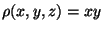 $\rho(x,y,z)=xy$