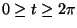 $0\geq t\geq 2\pi$