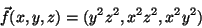 \begin{displaymath}\vec{f}(x,y,z)=(y^2z^2,x^2z^2,x^2y^2)\end{displaymath}