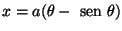 $x=a(\theta-{\text {\ sen }}\theta)$