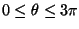 $0\leq \theta\leq 3\pi$