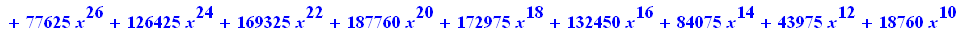 1/25*x^2*(x^8+5*x^6+10*x^4+10*x^2+5)*(x^40+20*x^38+190*x^36+1140*x^34+4845*x^32+15505*x^30+38775*x^28+77625*x^26+126425*x^24+169325*x^22+187760*x^20+172975*x^18+132450*x^16+84075*x^14+43975*x^12+18760*...