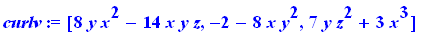 curlv := vector([8*y*x^2-14*x*y*z, -2-8*x*y^2, 7*y*z^2+3*x^3])