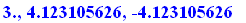 3., 4.123105626, -4.123105626