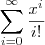 \displaystyle \sum_{i=0}^{\infty }{{{x^{i}}\over{i!}}}