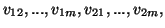 $ v_{12},...,v_{1m},v_{21},...,v_{2m},$