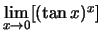 $\lim\limits_{x\to 0} [(\tan x)^x]$