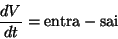 \begin{displaymath}\frac{dV}{dt}={\text{entra}}-{\text{sai}}\end{displaymath}