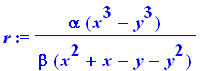 r := alpha*(x^3-y^3)/beta/(x^2+x-y-y^2)